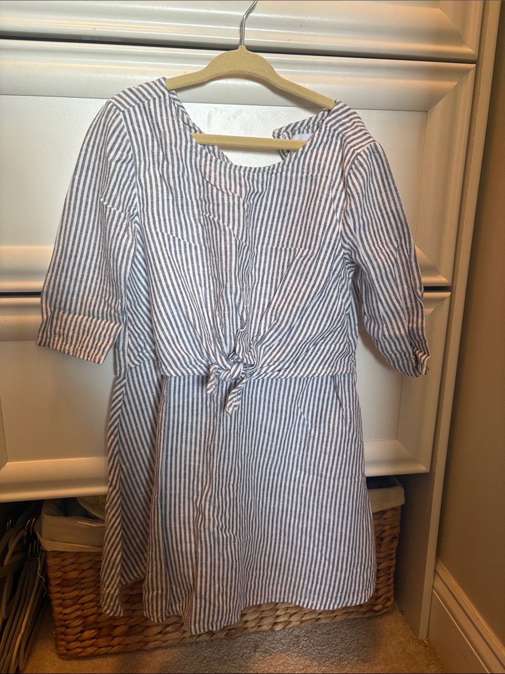 Old navy Striped Blue and White Tie-Front Kids Dress